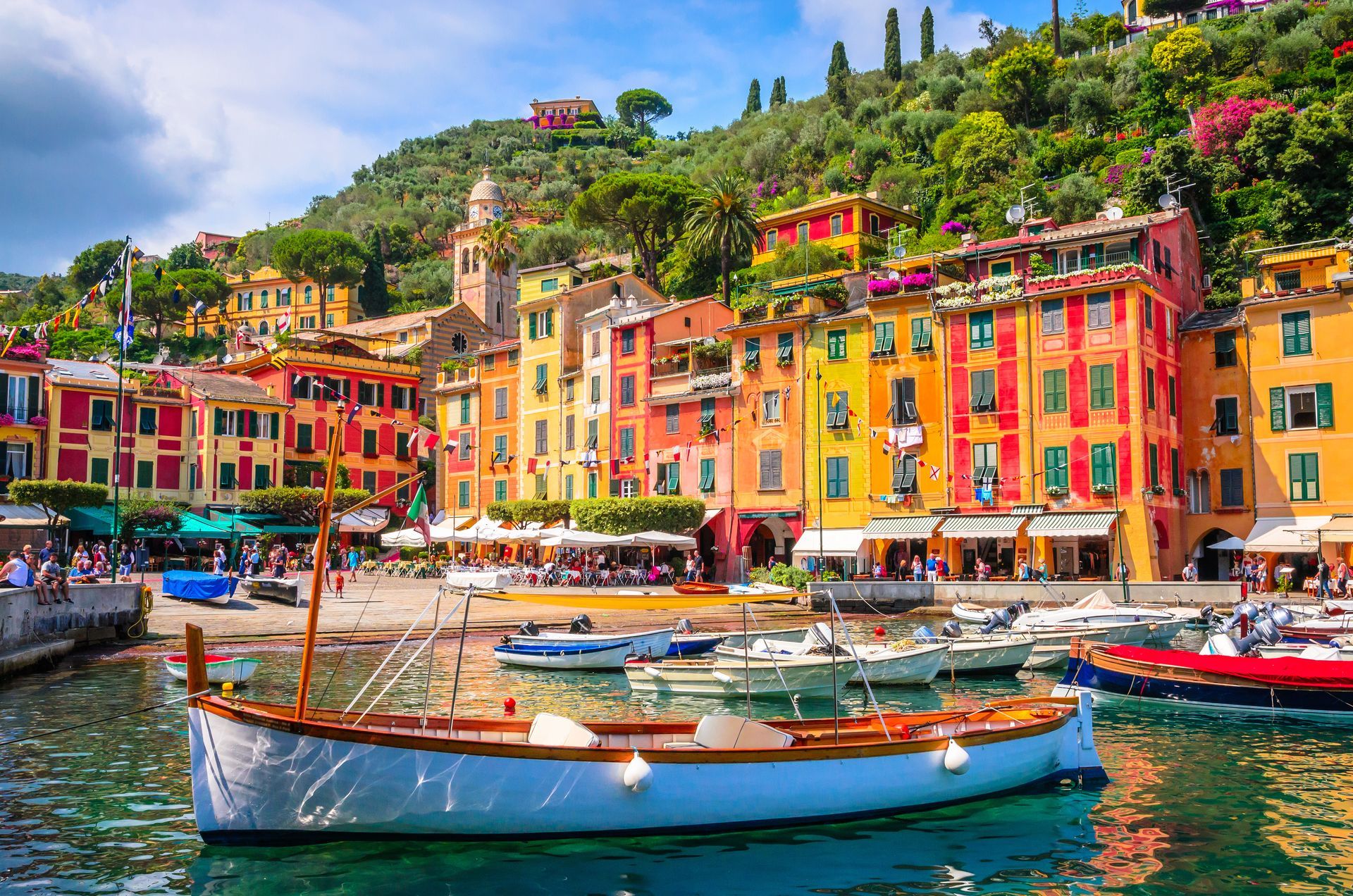 Beautiful bay with colorful houses in Portofino,  Liguria, Italy
